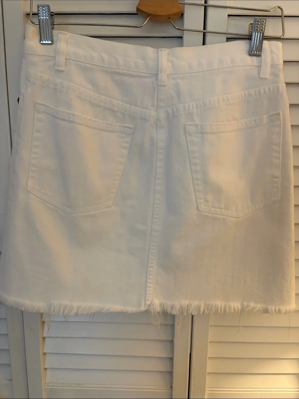 J. Crew White Denim Mini Skirt with Frayed Hem